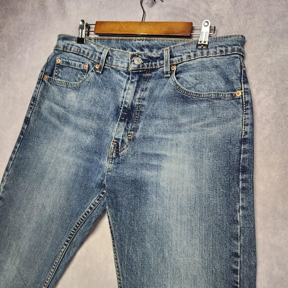 Levis‎ 505 Jeans Mens 34 36x30 Blue Medium Wash Straight Leg Zipper Fly Denim - Picture 10 of 15
